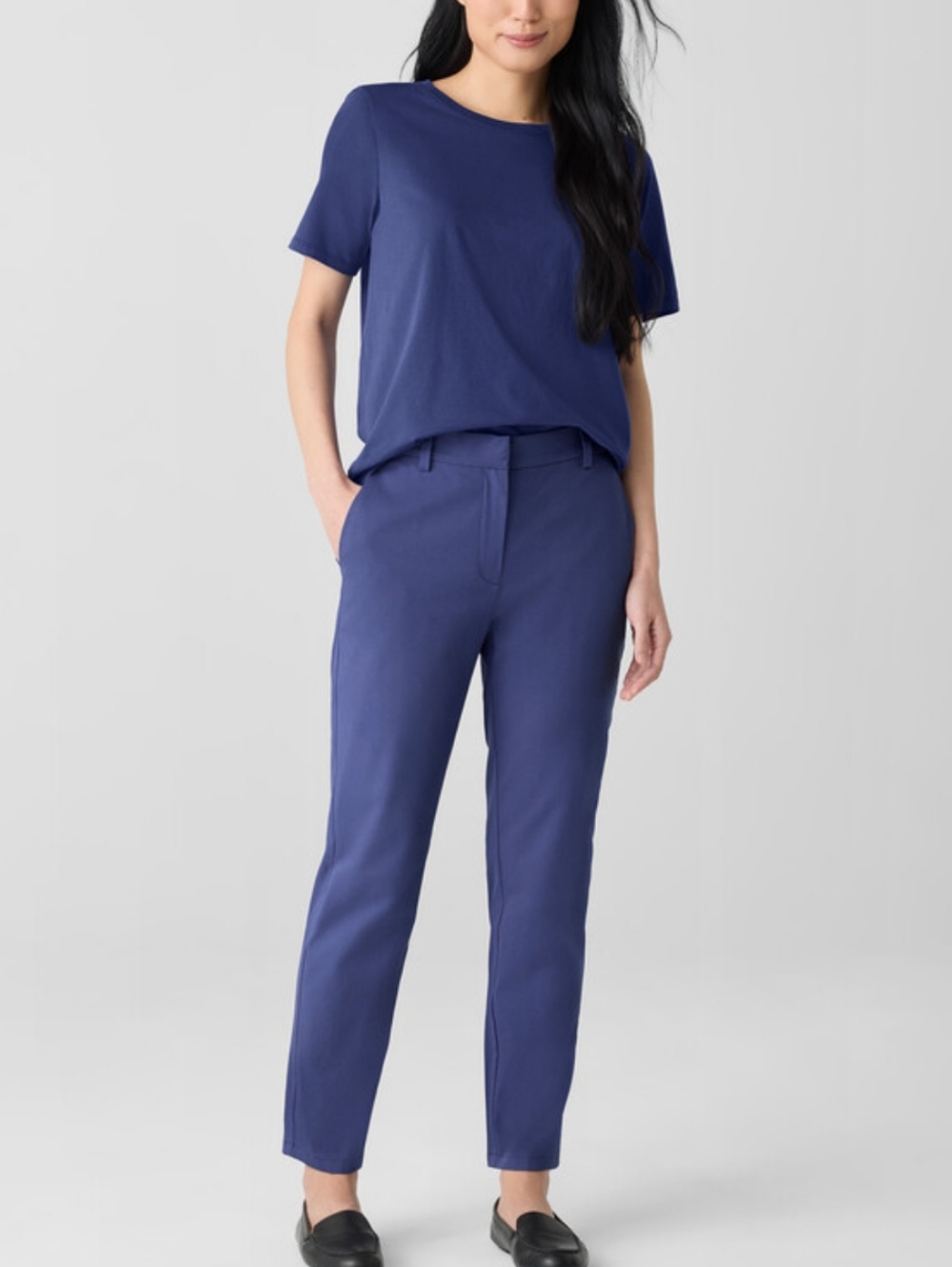 Eileen Fisher Stretch Cotton Twill Tapered Trouser Pant In Bluette